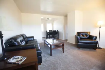 Chapel Single-level living room into dining room
