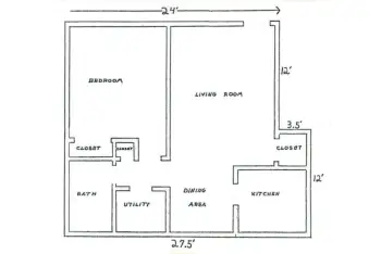 The Cottonwoods at Gold St: 1-Bedroom Floorplan