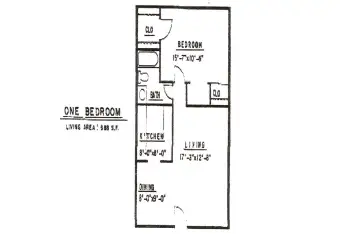 Ponderosa Pines Apartments: 1-Bedroom Floorplan