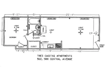Tres Casitas Apartments: 1-Bedroom Floorplan
